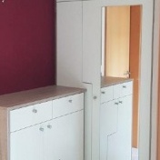 Garderobe, Eiche grau, Lack Perlmutt, mit Spiegel und Sideboard,Nettetal, Schreinerei Sötje