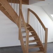 Treppe aus Buche, Edelstahlstäbe, Nettetal, Schreinerei Sötje